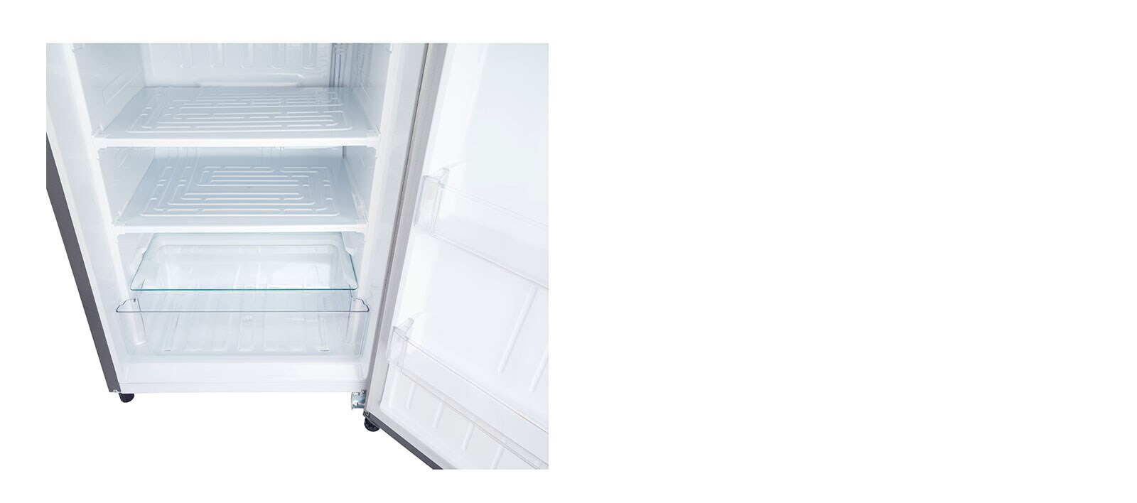 LG LROFC0605V freezer showcasing shelves and door baskets