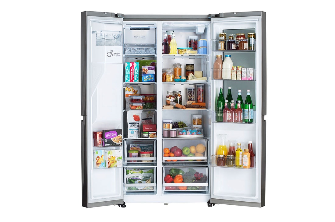 LG LRSOS2706S 36 Inch Freestanding Side by Side Smart Refrigerator with  27.1 Cu. Ft. Total Capacity, Edge-to-Edge InstaView®, Dual Ice Maker,  UVnano™ Dispenser, Cool Guard Panel, ADA Compliant, and ENERGY STAR®  Certified