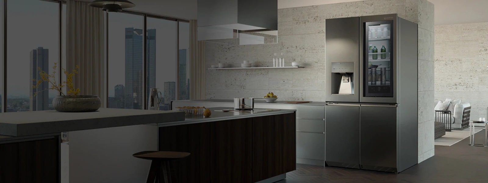 apartment kitchen with LG Signature refrigerator