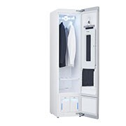 LG Styler - Refresh Garments in Minutes with Smart wi-fi Enabled Steam Clothing Care System, 30 degree indoor side view with door opened, S3RFBN, thumbnail 3