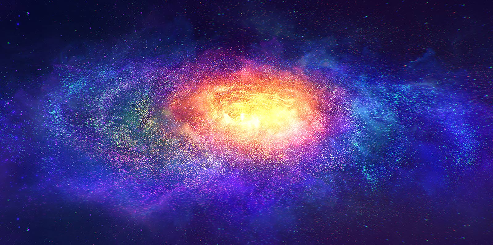 Millions of tiny colorful particles in space