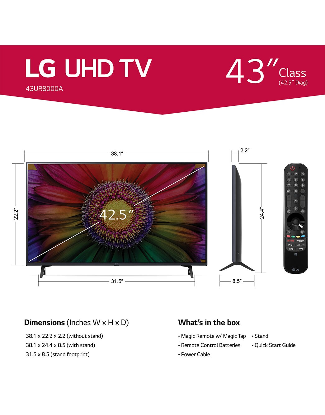 What Is The Best 43 Inch Lg Tv LG 43 Inch Class UR8000 series LED 4K UHD Smart webOS 23 w/ ThinQ AI TV