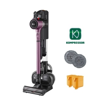 LG CordZero™ A9 Kompressor Stick Vacuum with Power Mop - Vintage Wine, A929KVM, includes 2 vacuum batteries and power mop microfiber pads1