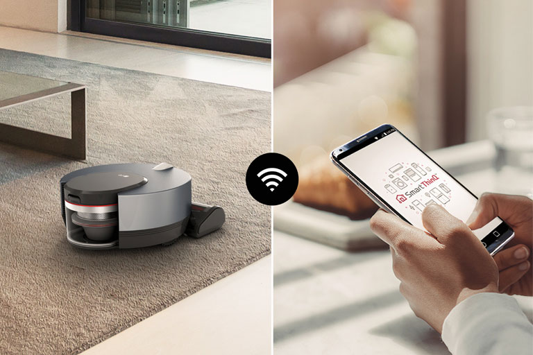 Use ThinQ® smartphone app to control your robot vacuum
