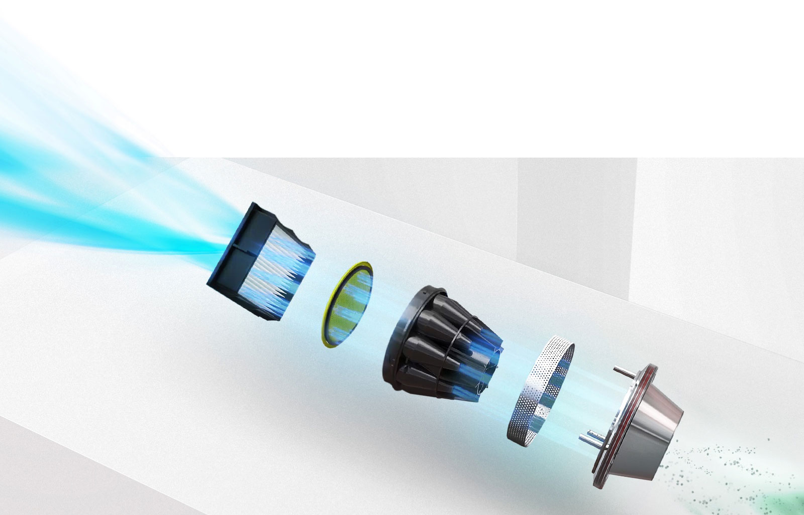 Image of 5-step hepa filtration system for dust, pollen and pet hair in LG CordZero™ ThinQ Robot Vacuum