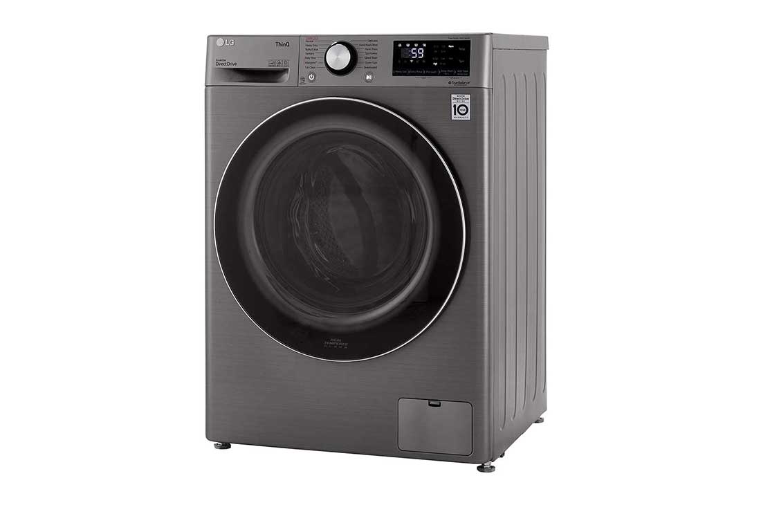 An LG washing machine front and side.