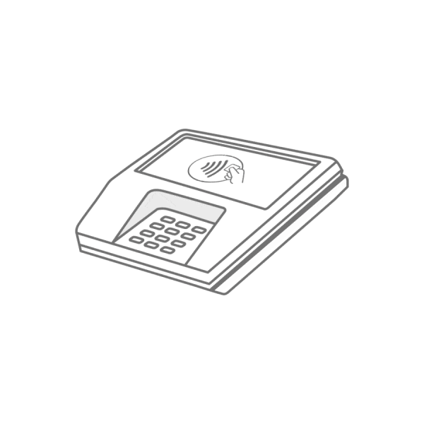 Illustration of a hand moving an LG phone over a payment machine.