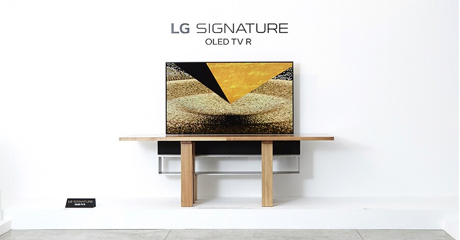 lg signature oled tv r is installed within the iconic basilica designed in 1977 for cassina by design legend mario bellini