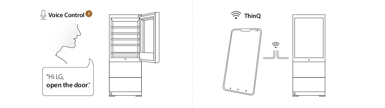 LG SINATURE Wine Cellar's ThinQ features through mobile application and voice control.