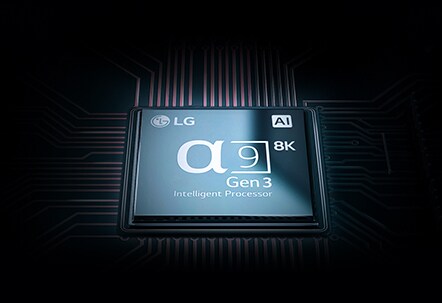 Close shot of alpha nine chip of LG SIGNATURE OLED 8K TV.