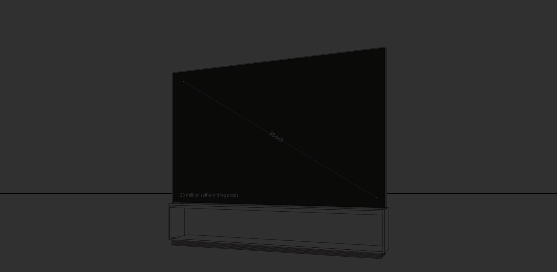 An infographic picture of LG SIGNATURE 8K OLED TV Z9 showing its dimension of the whole product body