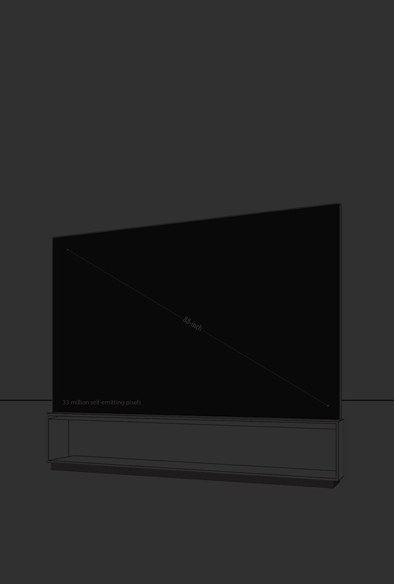 An infographic picture of LG SIGNATURE 8K OLED TV Z9 showing its dimension of the whole product body