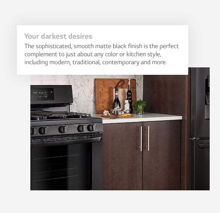 Your darkest desires. The sophisticated, smooth matte black finish is the perfect complement to just about any color or kitchen style, including modern, traditional, contemporary and more.