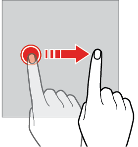 Swiping gesture: Swipe the screen to scroll a web page or navigate between screens, web pages, or photos.