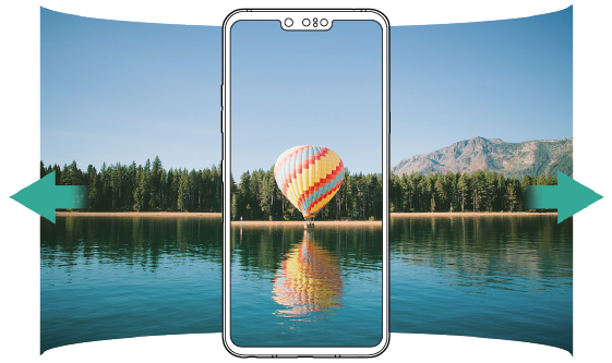 To take a panorama photo, slowly move the device continuously in either direction following the guideline.