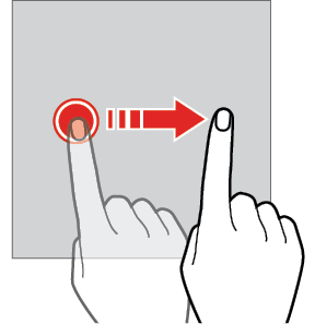Swiping gesture: Swipe the screen to scroll a web page or navigate between screens, web pages, or photos.