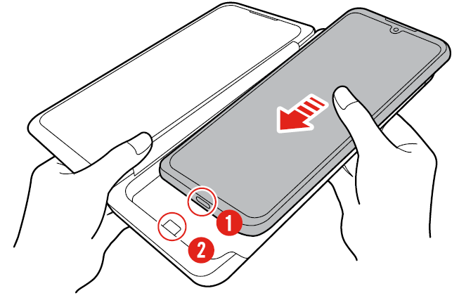 "Before inserting the mobile phone to the Dual Screen case, completely unfold the case so that it is parallel to the surface."