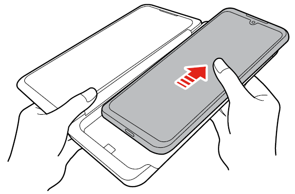 "While holding the case with both hands, slide the phone in the direction of the arrow to remove it without turning or twisting the phone at an acute angle. "