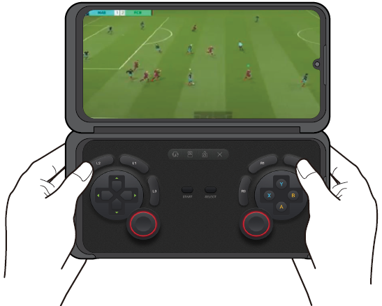 Hold the device horizontally to view the game on the top screen while using the controllers on the bottom screen. 
