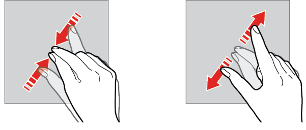 Pinching gesture: Spread two fingers apart on a web page, map or photo to zoom in. Pinch the screen to zoom out.