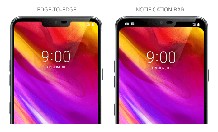 Comparison of the LG G7 with and without the notch