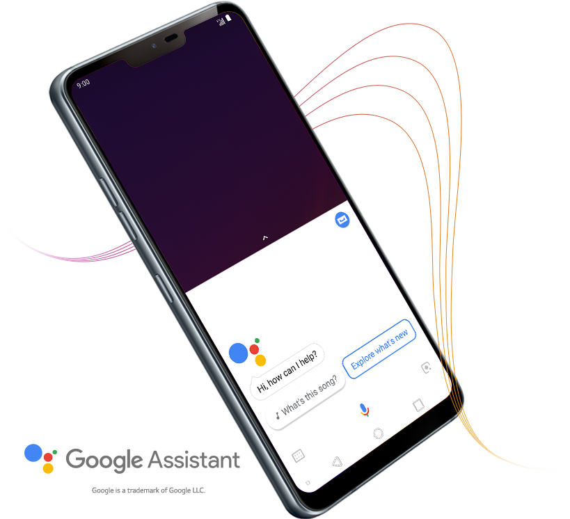 LG G7 ThinQ displaying Google Assistant voice recognition