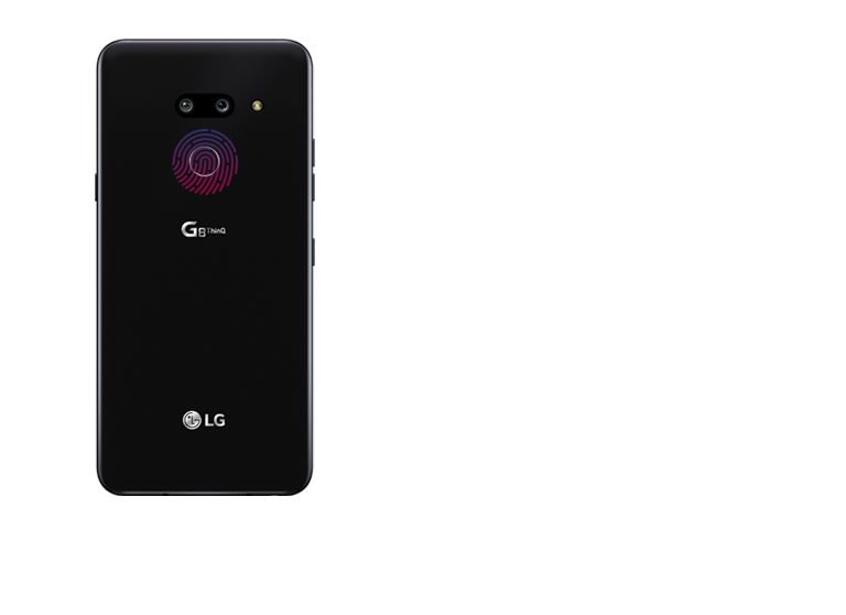 Back of LG G8 highlighting fingerprint sensor