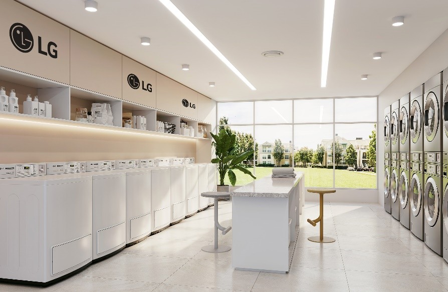 Laundromat which features LG commercial washers and dryers