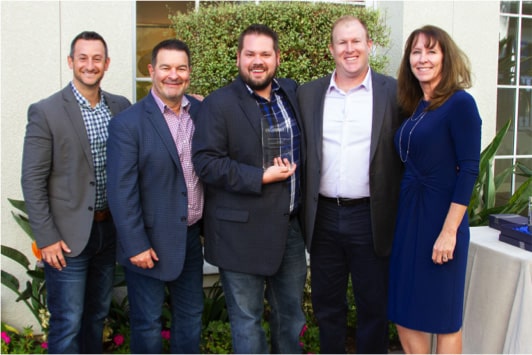 Celebrating LG’s Ingram Micro Vendor of the Year Award are (left to right): Matt Waidley, LG Distribution Director, Kevin Prewett, Ingram Micro ProAV General Manager, Mike Stachura, LG Senior Distribution Manager, Jerome Lowe, Ingram Senior Marketing Manager, and April Allen, Ingram Micro Senior Category Manager