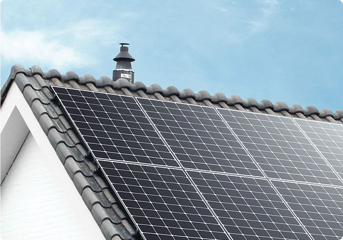 Roof with solar panels