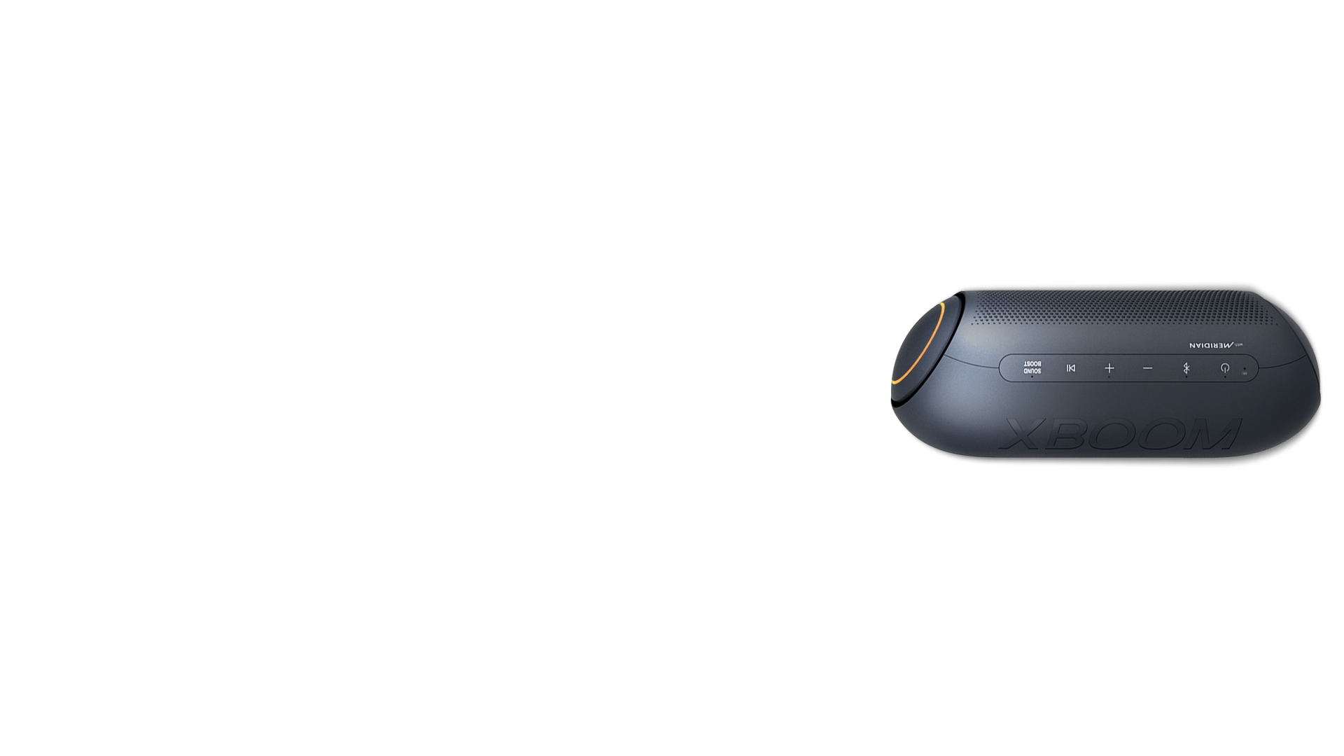 A top-down view of eight LG XBOOM Go PL7 placed in a circle around a link icon.
