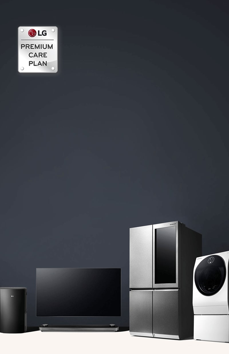 Appliances Eligible for LG Premium Care, including Air Conditioner, TV, Sound Bar, Refrigerator and Washer/Dryer Combo.