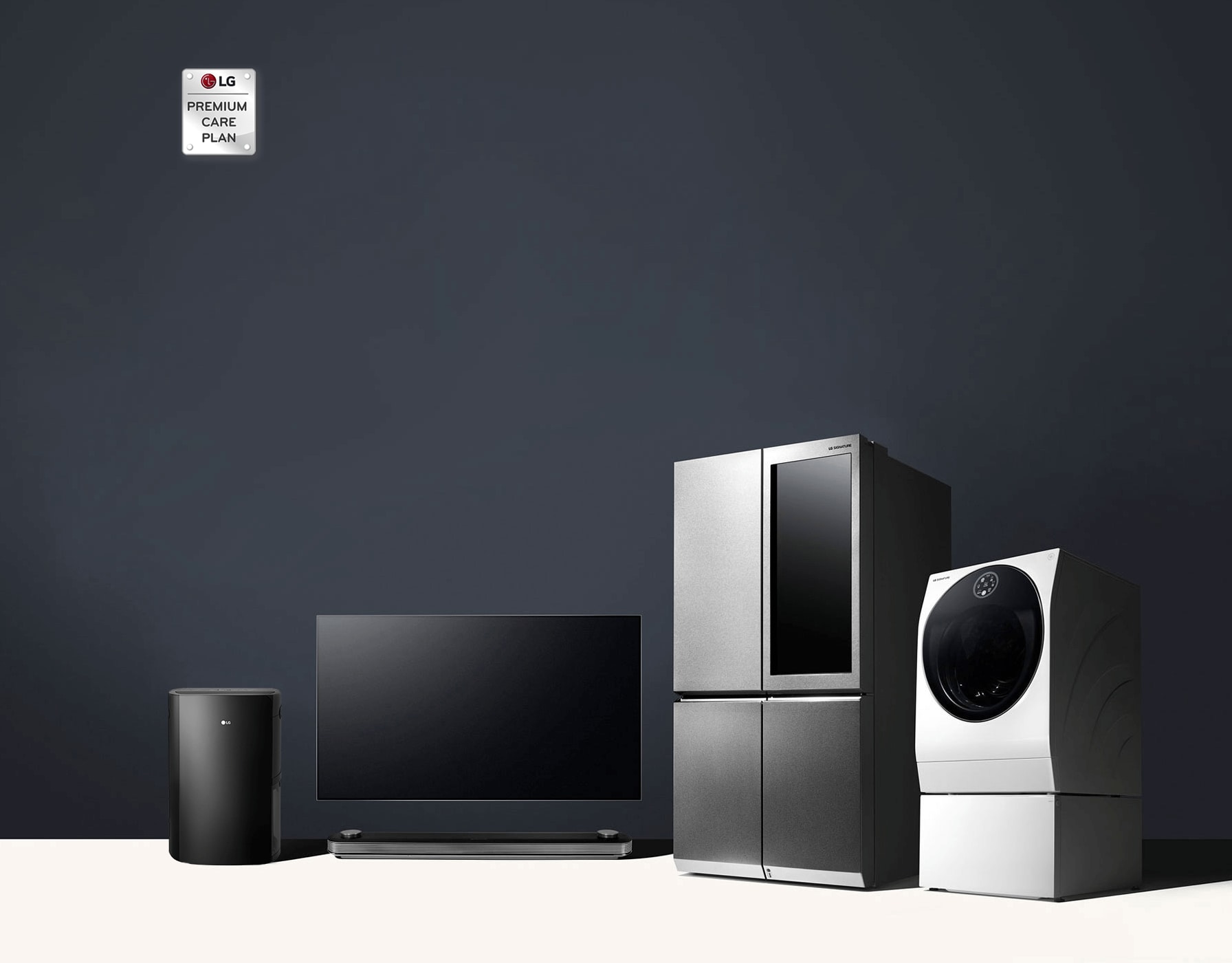 Appliances Eligible for LG Premium Care, including Air Conditioner, TV, Sound Bar, Refrigerator and Washer/Dryer Combo.