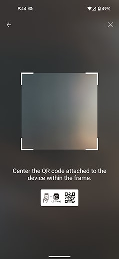 a screenshot from the lg thinq app illustrating product connection methods