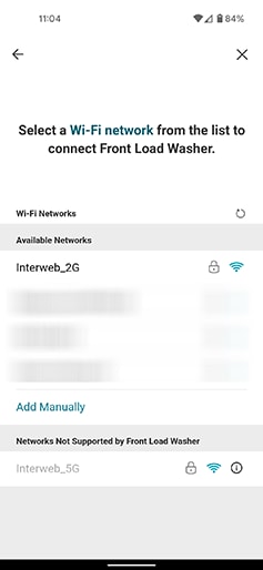 a screenshot illustrating the network selection page