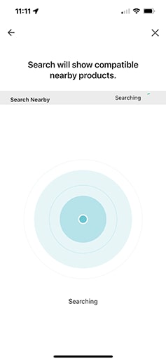 a screenshot from the lg thinq app illustrating the scan nearby page