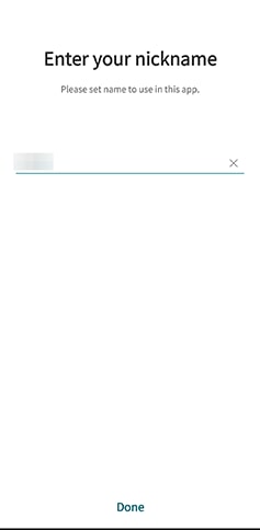 A screenshot from the LG thinq app that illustrates setting your nickname