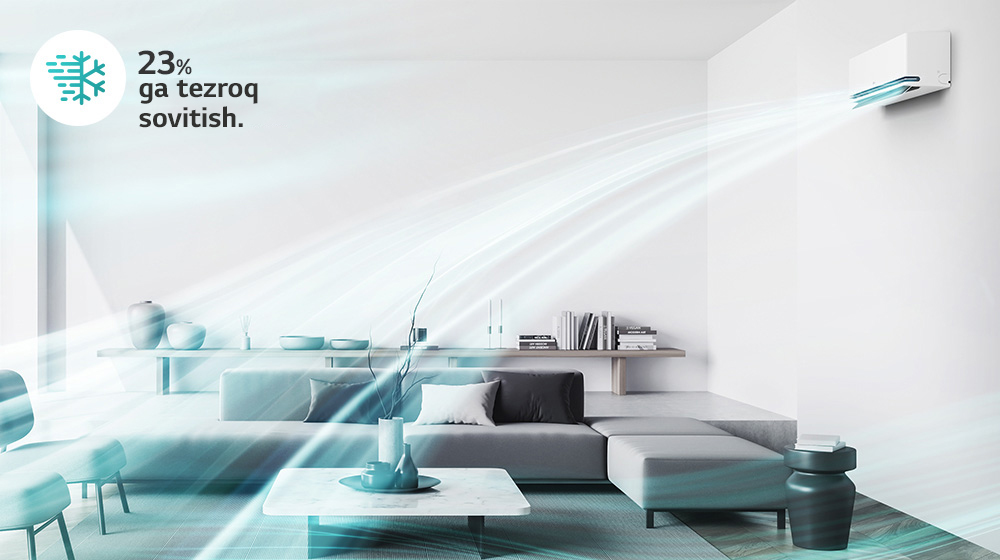 Xonalarni tezroq sovitish uchun havo oqimi yuqoriga yo'naltiriladi va shu bilan birga pastga tushib ketadi.