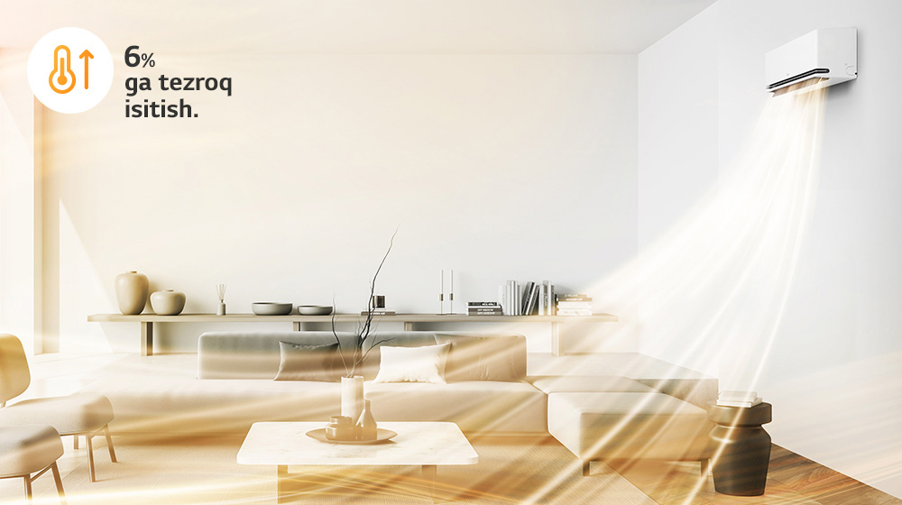 Issiq havo oqimlari pastga yo'naltirilib, yuqoriga oqib, xonani tezroq qizdiradi.