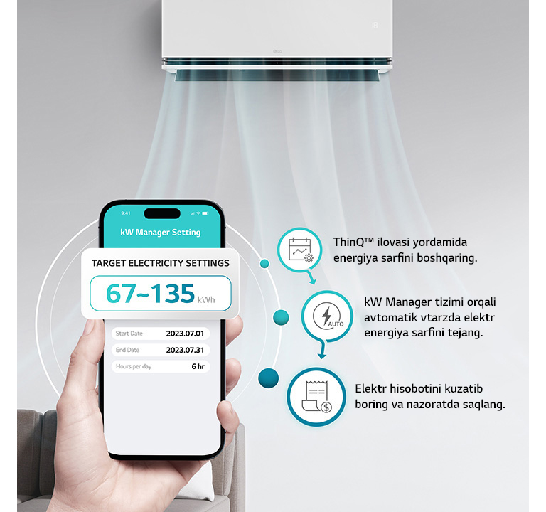 Энергия, потребляемая кондиционером, может быть использована в пределах предварительно установленной целевой величины.