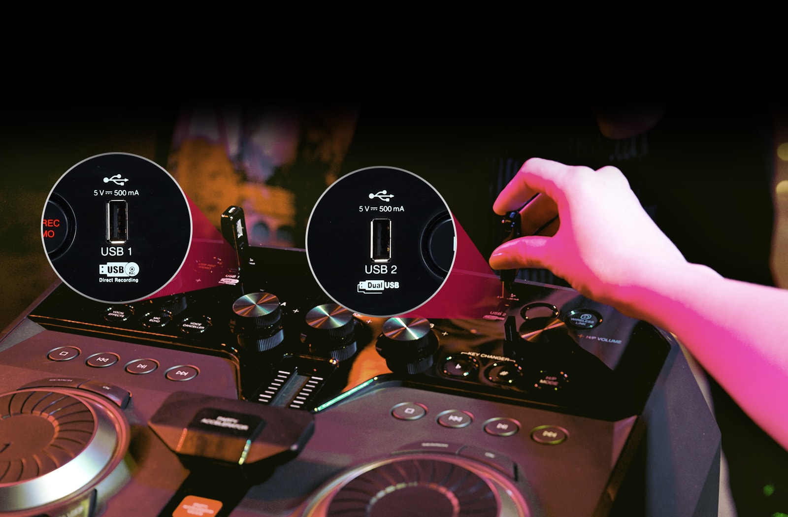 DJ Sharing funksiyasiga ega ikkita USB uyai