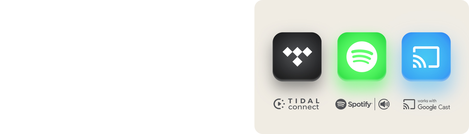 TIDAL Connect logotipi Spotify logotipi Google Cast logotipi