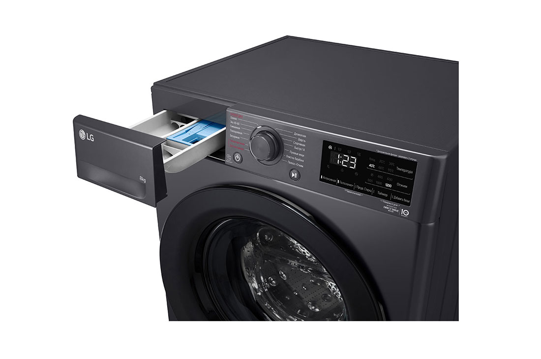 LG 8 kg, Nozik kir yuvish mashinasi, Steam™, Elegant dizayn, detail view, F2V3PS6J, thumbnail 6