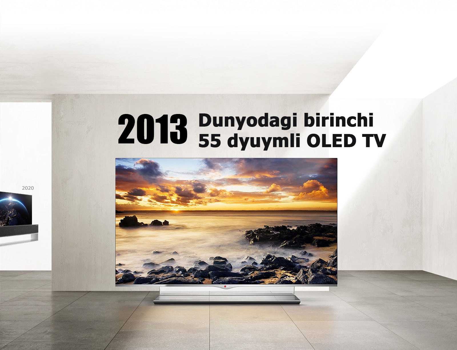 LG TV. Sarlavhada “2013 Dunyodagi birinchi 55 dyuymli OLED TV” deb yozilgan.