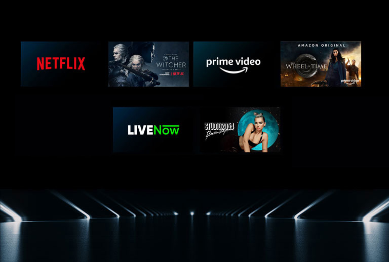 Turli xil media xizmatlarini koʻrsatuvchi tasvir, har bir logotipning yonida mos ravishda ularning surati keltirilgan.