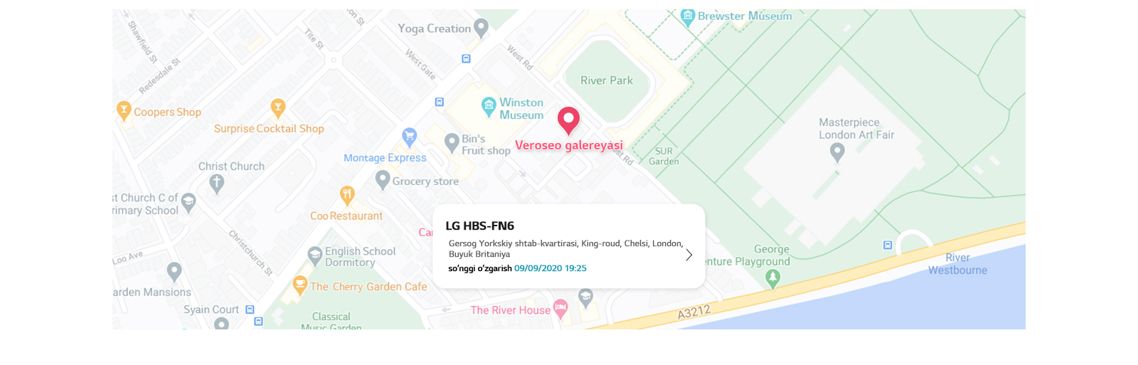 Quloqlik oxirgi marta qurilmaga ulangan joy tasvirlangan xarita