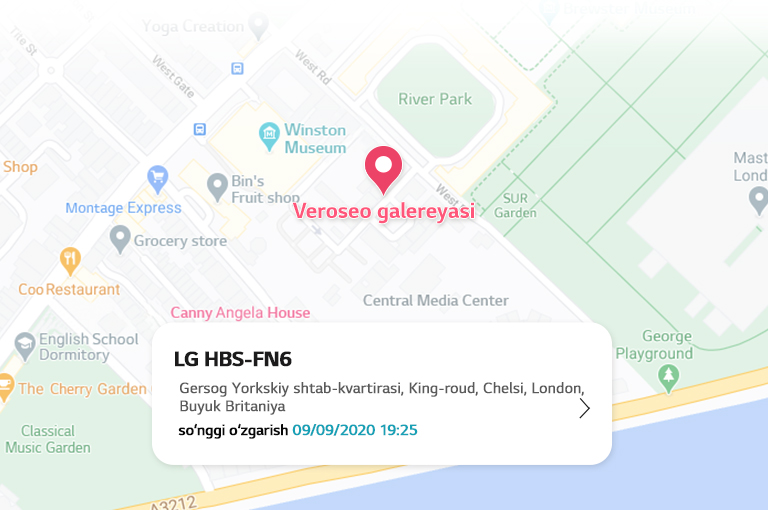 Quloqlik oxirgi marta qurilmaga ulangan joy tasvirlangan xarita