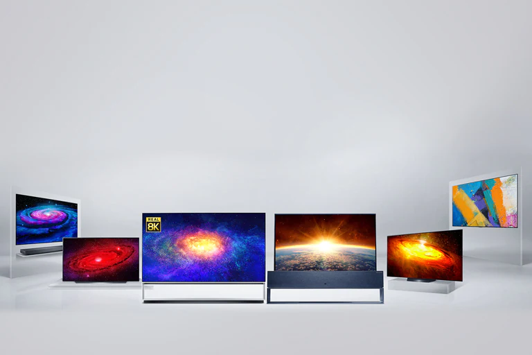 LG OLED liniyasining RX, ZX, WX, GX, CX, BX modellari koinotda joylashgan.