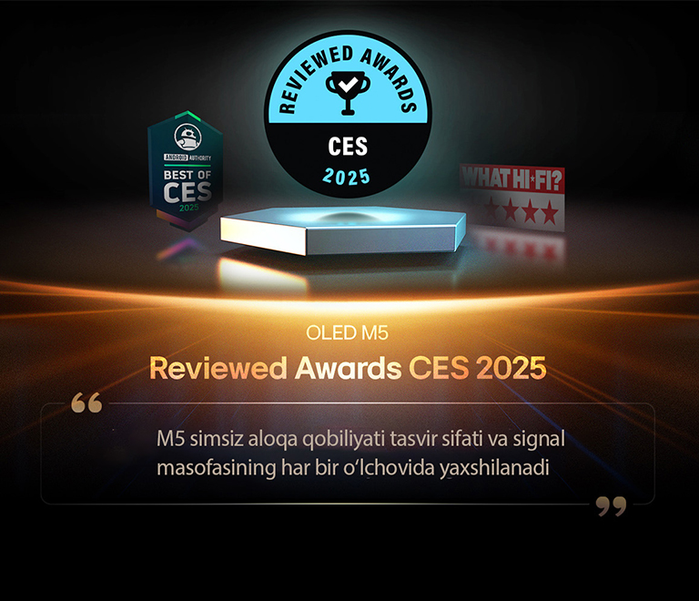 Reviewed’dan OLED M5 uchun mukofot. haqidagi fikr-mulohazada “M5 simsiz aloqa qobiliyati tasvir sifati va signal masofasining har bir o‘lchovida yaxshilanadi”, deyiladi.