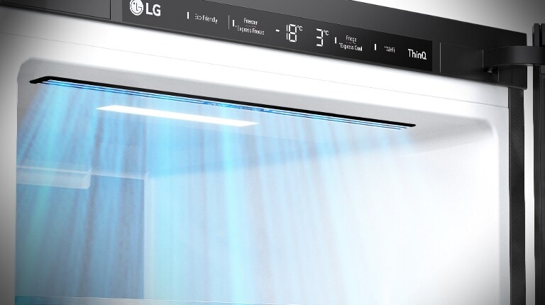 Close-up of air vents located at the front of the refrigerator, ensuring efficient and even cooling.